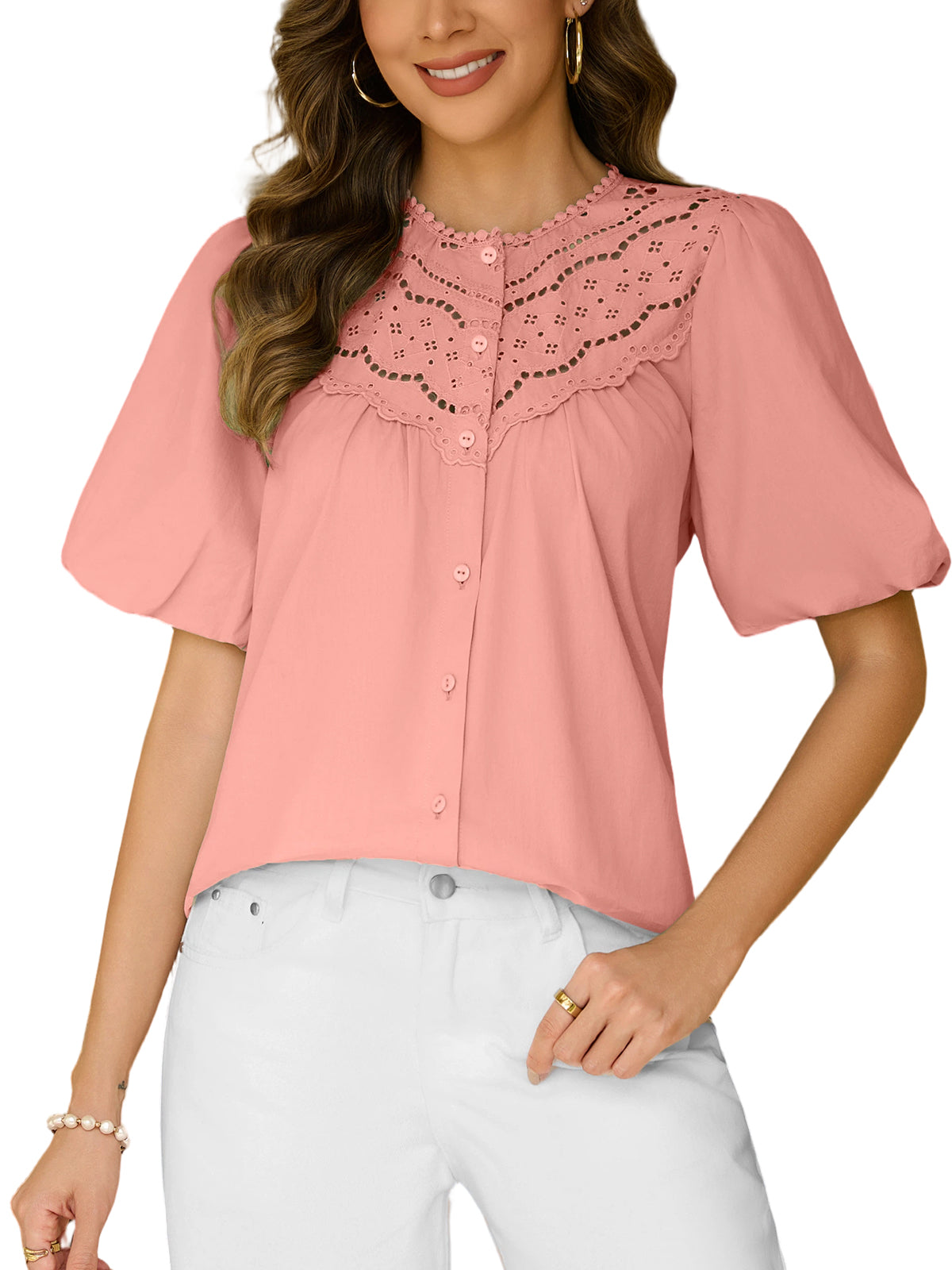 Womens Lace Button Down Shirts