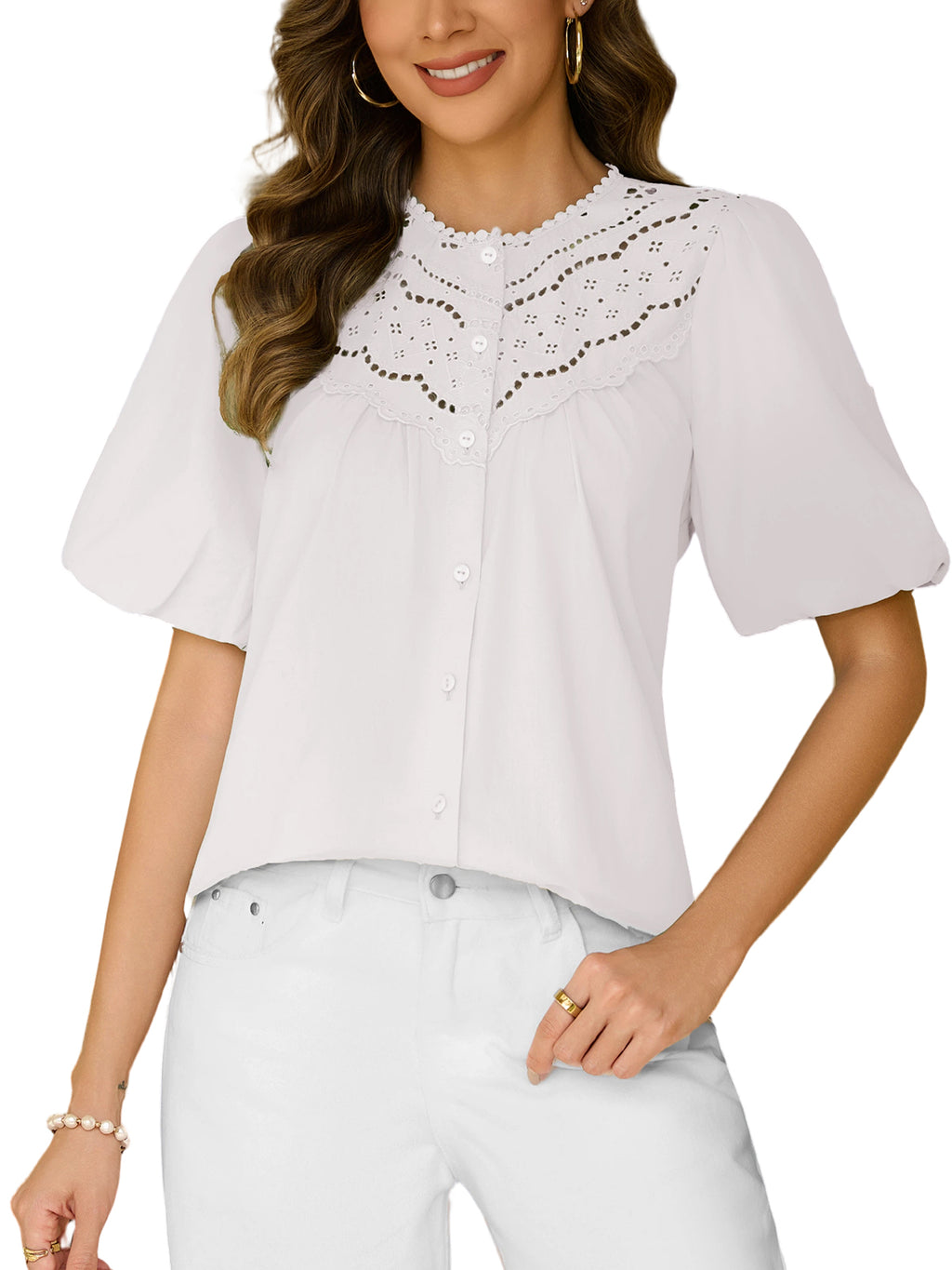 Womens Lace Button Down Shirts