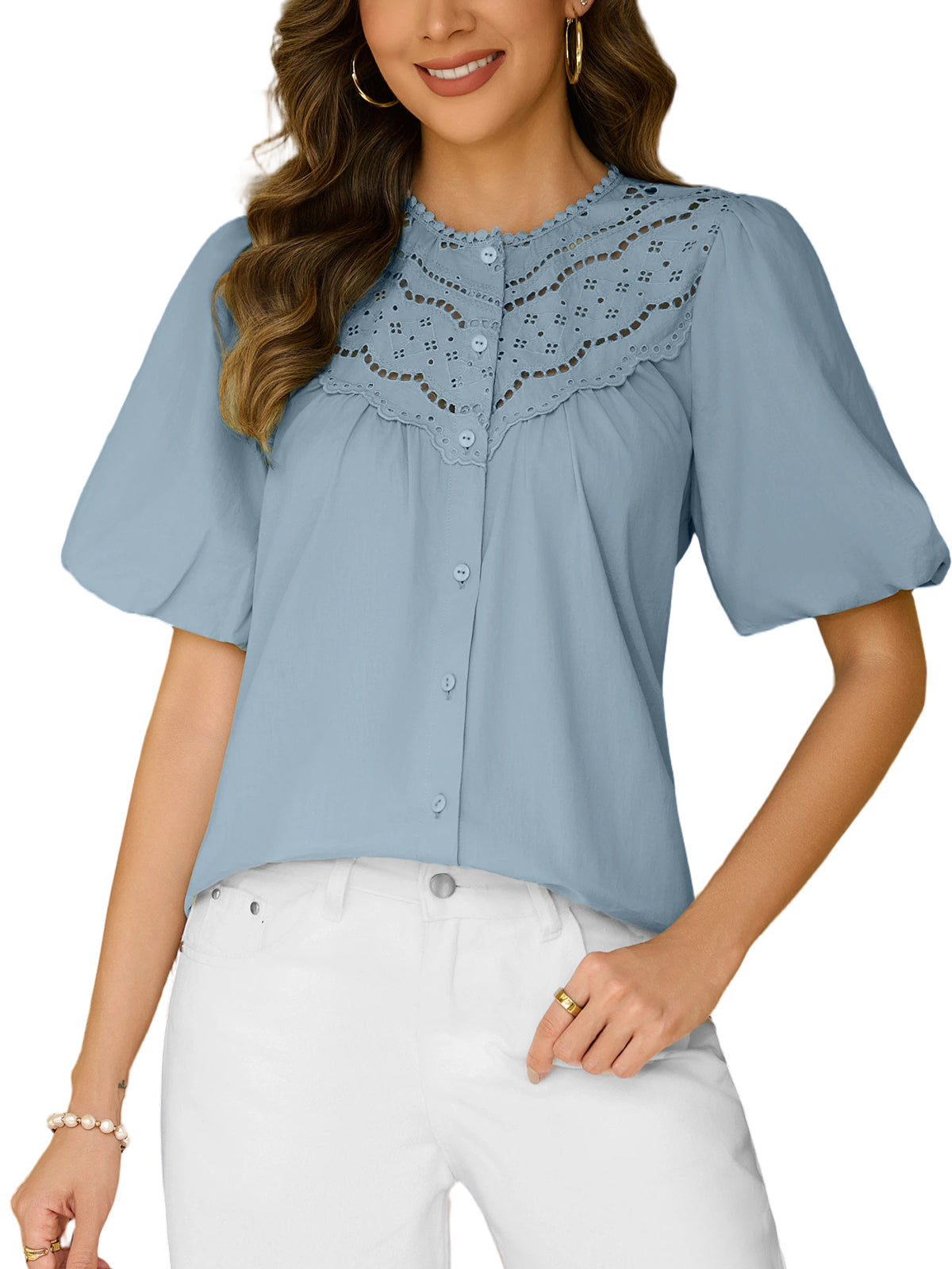 Womens Lace Button Down Shirts
