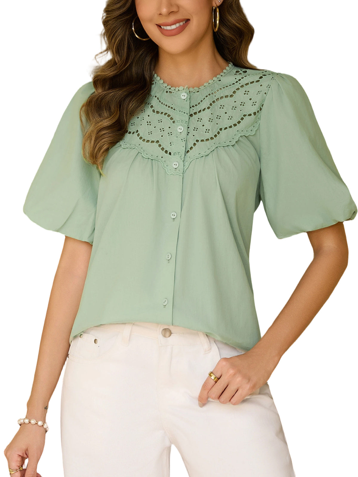 Womens Lace Button Down Shirts