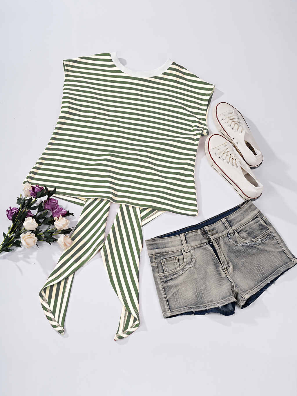 Women’s Bow Back Tie Striped T-Shirt