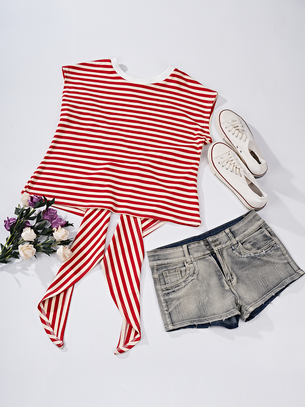Women’s Bow Back Tie Striped T-Shirt
