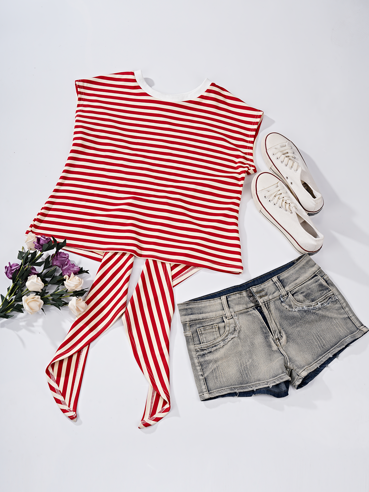 Women’s Bow Back Tie Striped T-Shirt