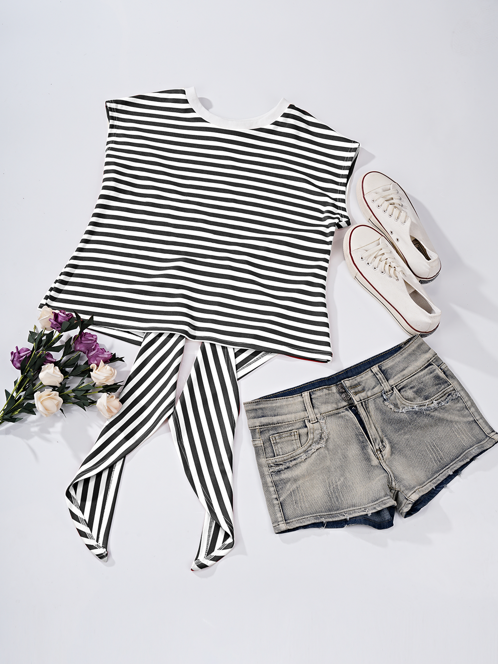 Women’s Bow Back Tie Striped T-Shirt