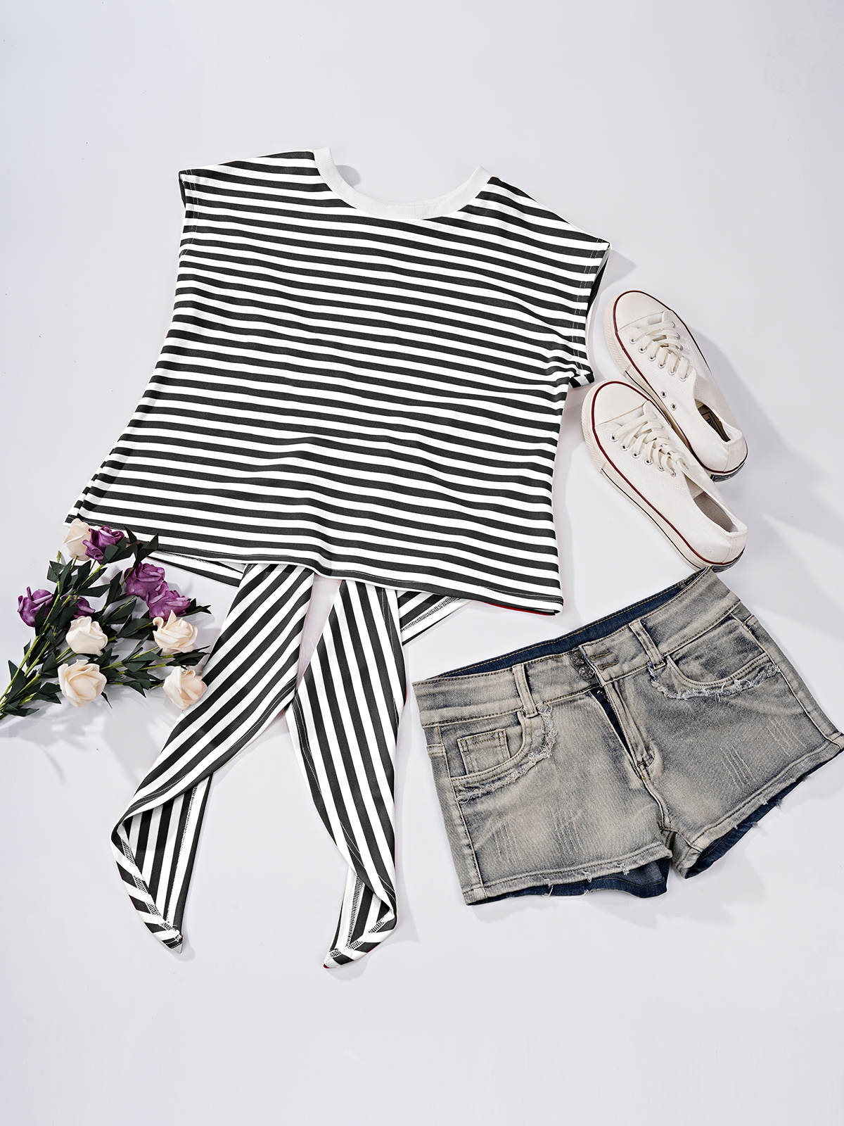 Women’s Bow Back Tie Striped T-Shirt