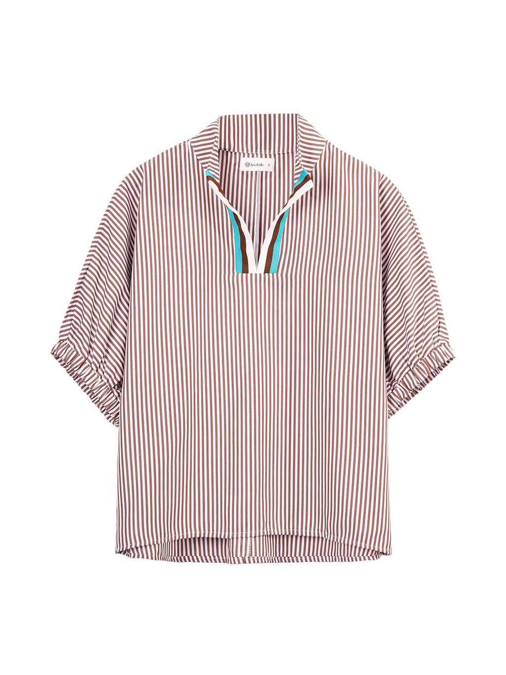 Women's Batwing Dolman Sleeve Top Summer Casual V Neck Striped Collared Shirt Oversized Blouses