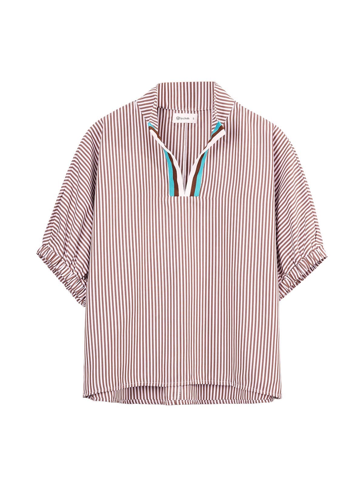Women's Batwing Dolman Sleeve Top Summer Casual V Neck Striped Collared Shirt Oversized Blouses
