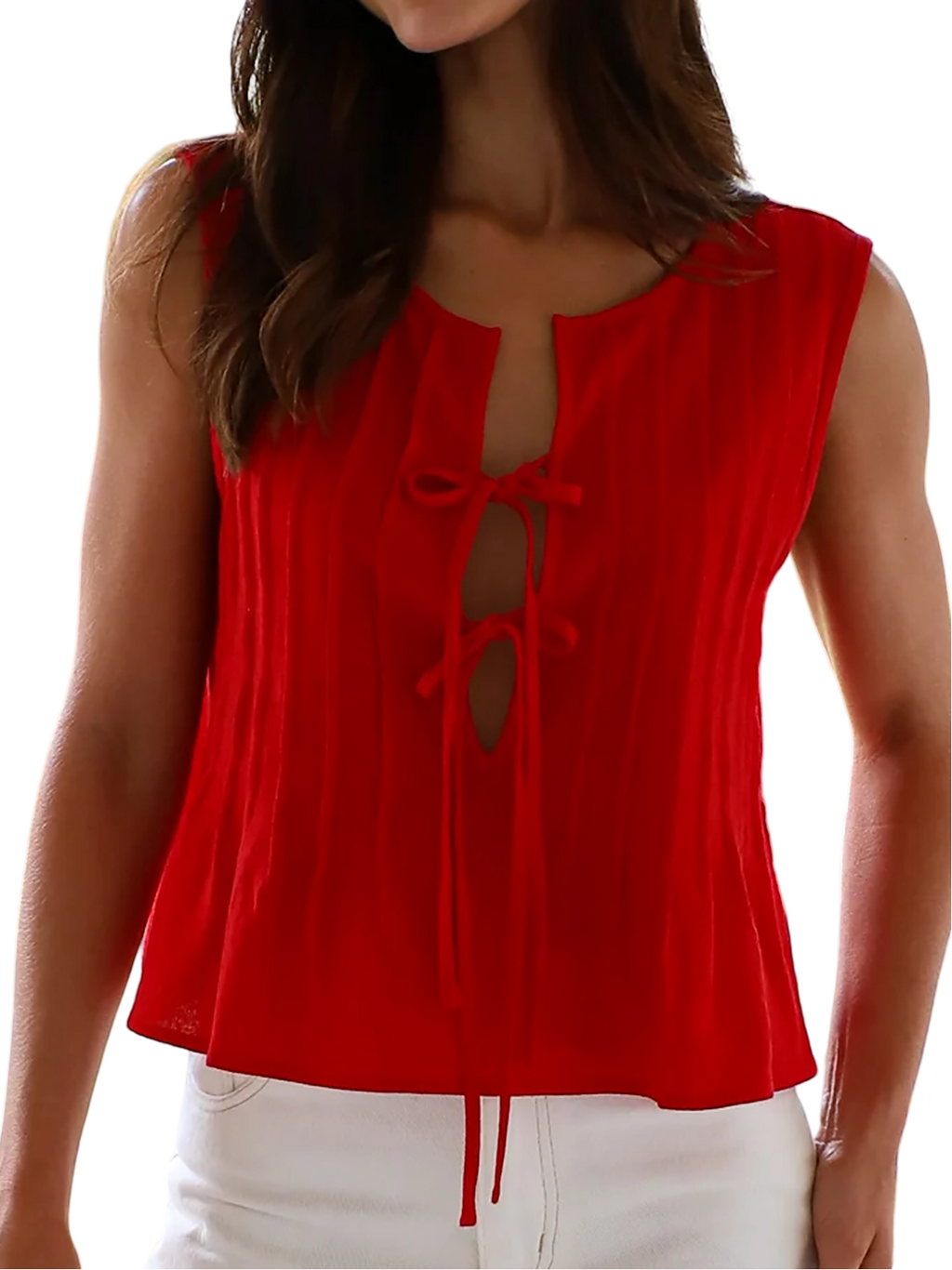 Women Y2K Tie Front Peplum Tank Tops